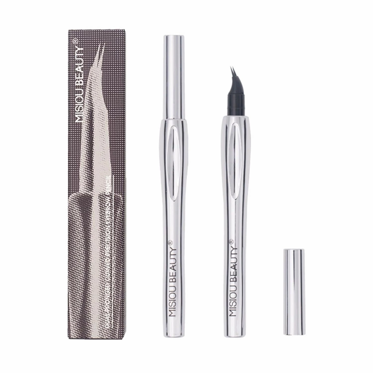 Ultra-Precision Dual-Tip Waterproof Brow Pen - 36H Smudge-Proof, Microblading Effect (Vegan, 0.5mm Bendable Fiber Tip) (Muted AshBrown)