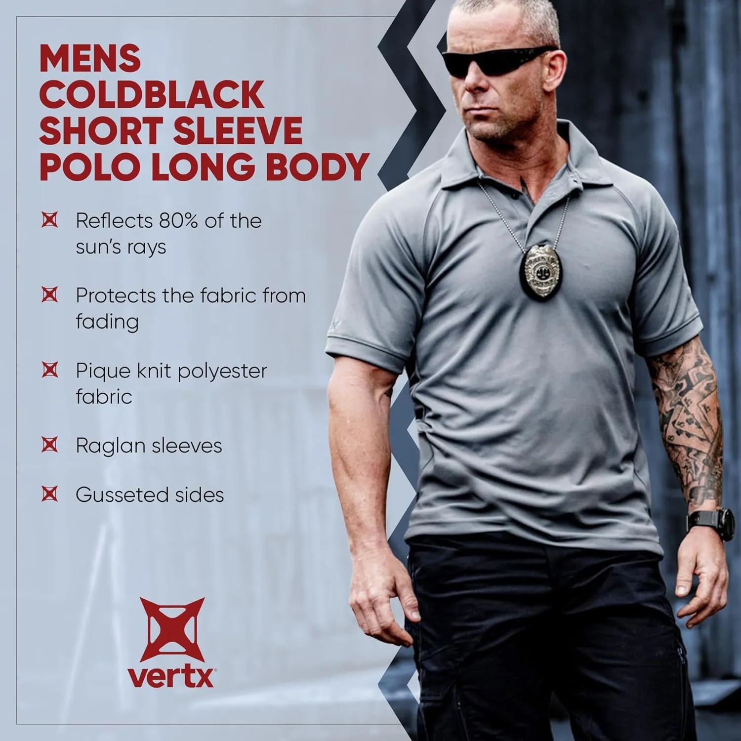 Vertx Mens Tactical Polo Shirt, Short Sleeve T-Shirt, Breathable, Temperature Regulating, for Police, Security, Relaxed Fit