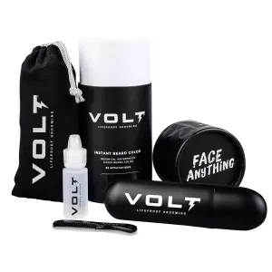 VOLT Grooming Instant Beard Color - Quick Drying Plant Based Hypoallergenic Brush on Color for Beards, Mustaches, and Eyebrows, Ebony (Brown/Black)