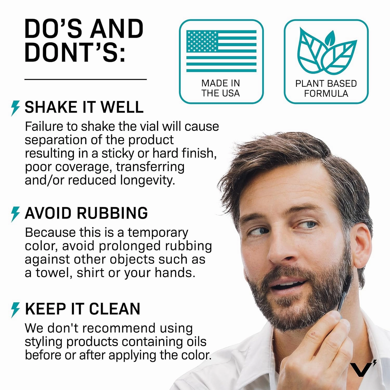 VOLT Grooming Instant Beard Color ECO 2 Pack Refill - Quick Drying Plant Based Hypoallergenic Brush on Color for Beards, Mustaches, and Eyebrows, Chestnut (Brown/Red)