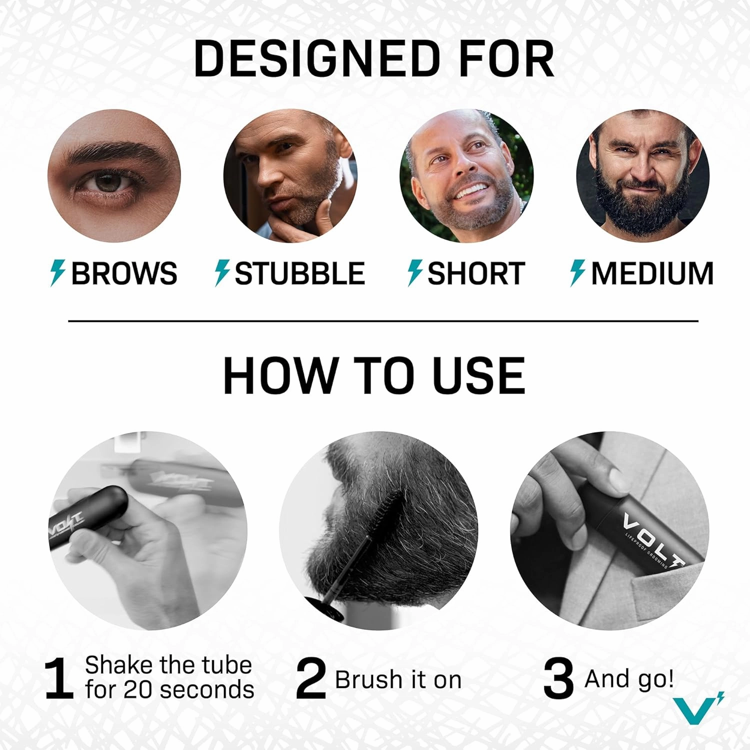 VOLT Grooming Instant Beard Color ECO 2 Pack Refill - Quick Drying Plant Based Hypoallergenic Brush on Color for Beards, Mustaches, and Eyebrows, Chestnut (Brown/Red)