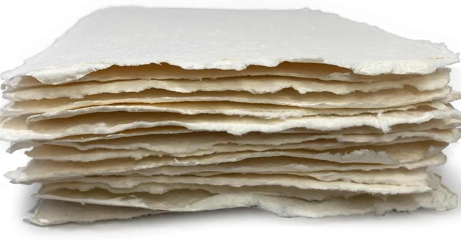 Wanderings Thick Handmade Watercolor Paper with Deckled Edge - 11x17-500GSM Premium Ivory Cold-Pressed Textured Mixed Media Paper Made with Recycled Cotton - 15 Loose Leaf Sheets