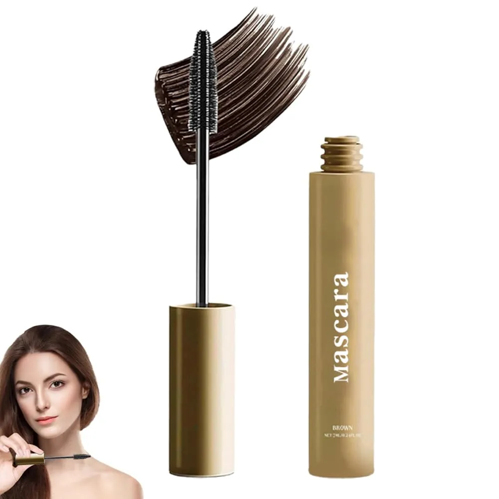 Waterproof Lash Extensions Mascara, 2025 Upgraded Brown Long Lasting Curling Eyelash Iron Wand Mascara for Older Women Volumizing & Lengthening Eyes Makeup (Brown)