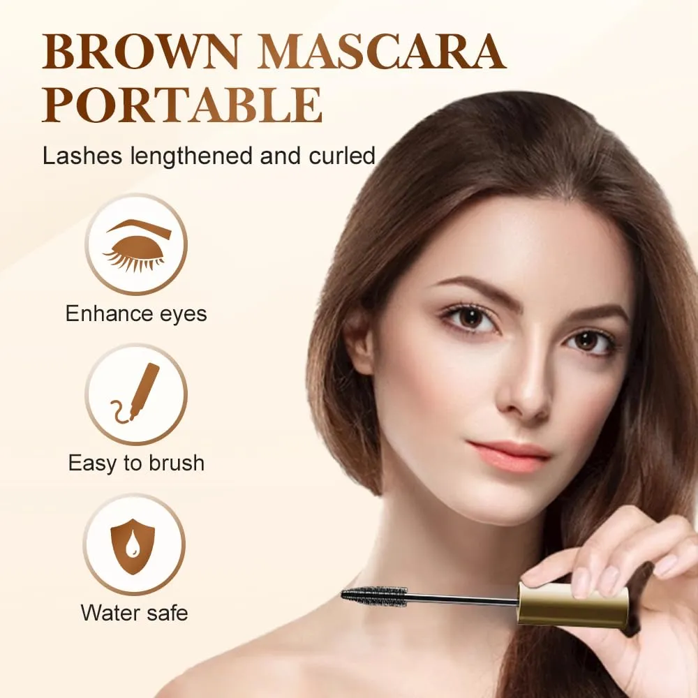 Waterproof Lash Extensions Mascara, 2025 Upgraded Brown Long Lasting Curling Eyelash Iron Wand Mascara for Older Women Volumizing & Lengthening Eyes Makeup (Brown)