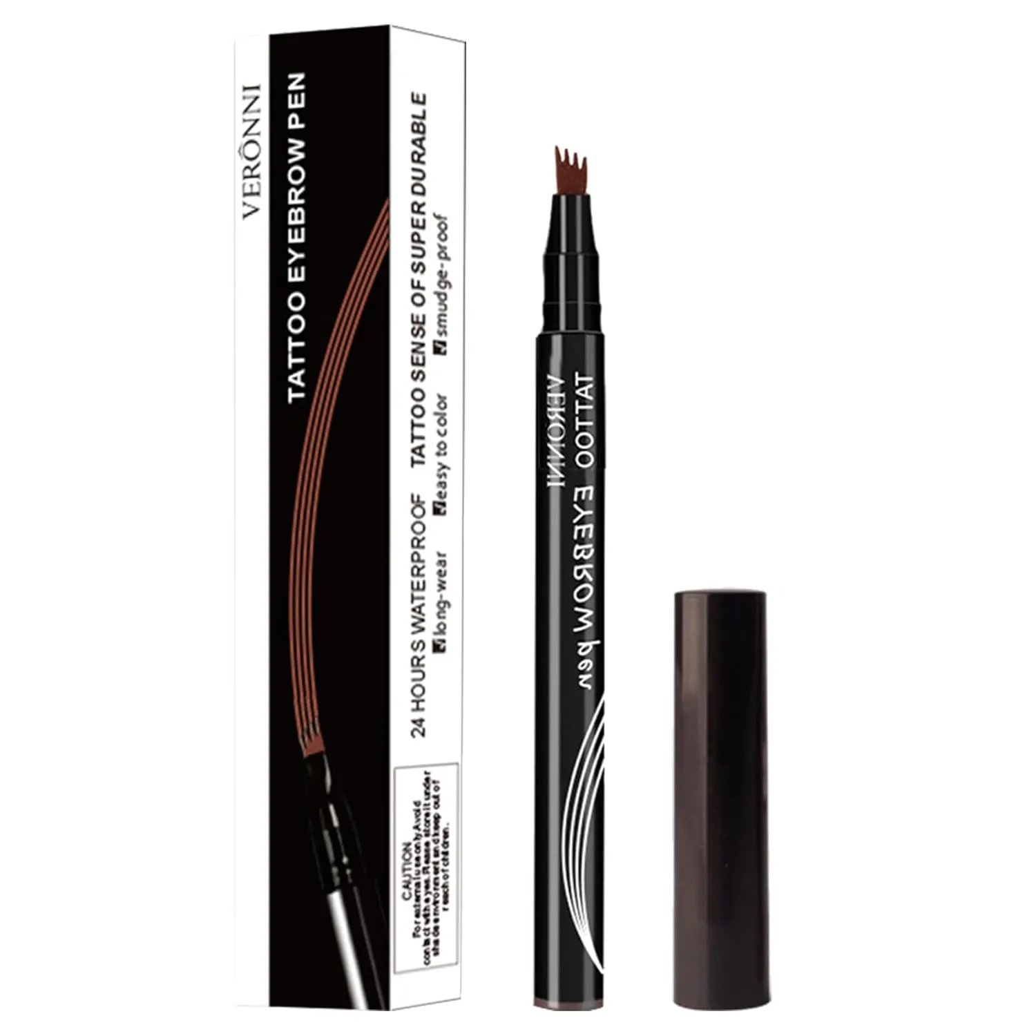 Waterproof Micro Brow Pencil - Forked Tip & Skin-Friendly Formula (Easy Removal, Anti-Dry Design for Makeup Kits)​​ (Dark Brown)
