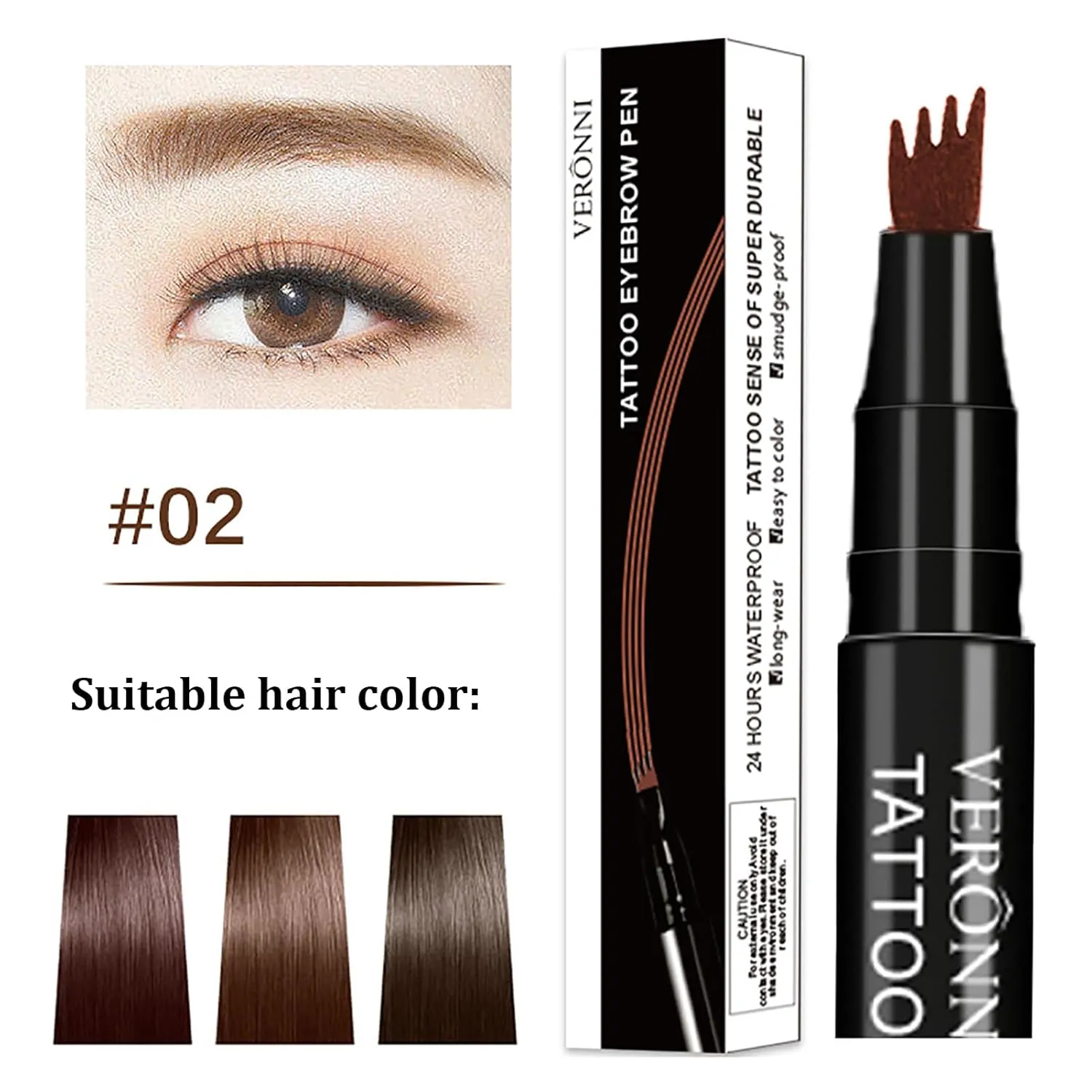 Waterproof Micro Brow Pencil - Forked Tip & Skin-Friendly Formula (Easy Removal, Anti-Dry Design for Makeup Kits)​​ (Dark Brown)