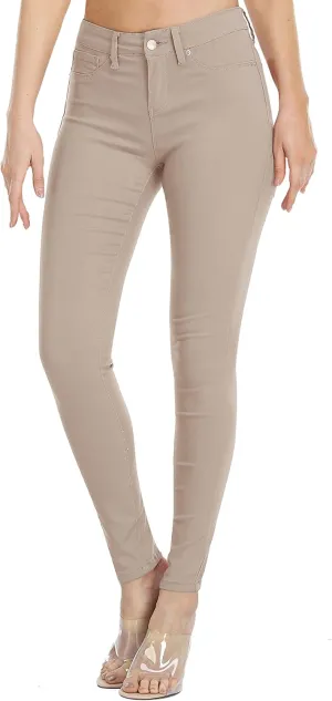 WAYRUNZ Womens Hyper Ultra Stretch Comfy Pants Colored Mid-Rise Skinny Jean Juniors Jegging