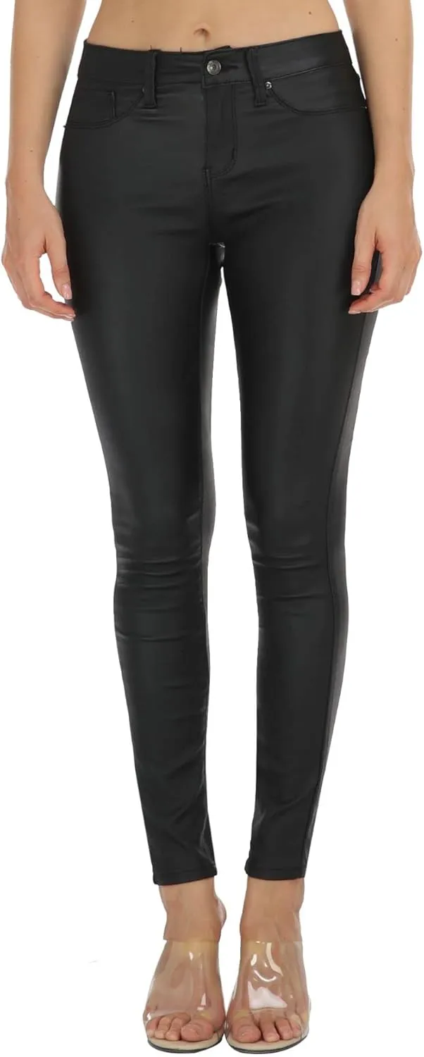 WAYRUNZ Womens Hyper Ultra Stretch Comfy Pants Colored Mid-Rise Skinny Jean Juniors Jegging