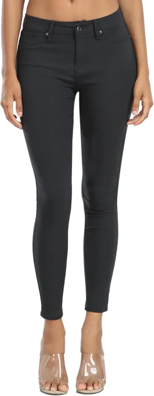 WAYRUNZ Womens Hyper Ultra Stretch Comfy Pants Colored Mid-Rise Skinny Jean Juniors Jegging