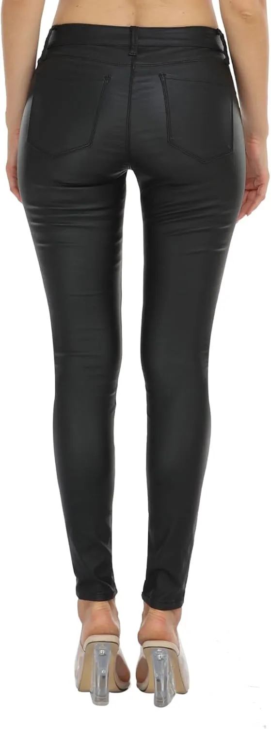 WAYRUNZ Womens Hyper Ultra Stretch Comfy Pants Colored Mid-Rise Skinny Jean Juniors Jegging