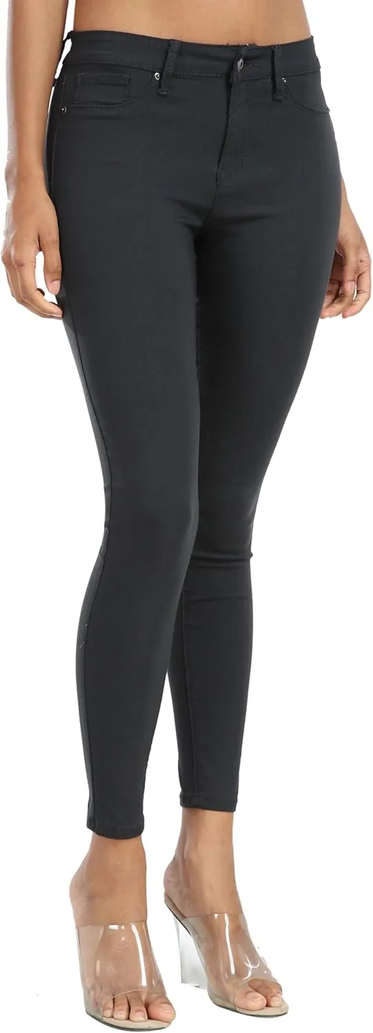 WAYRUNZ Womens Hyper Ultra Stretch Comfy Pants Colored Mid-Rise Skinny Jean Juniors Jegging