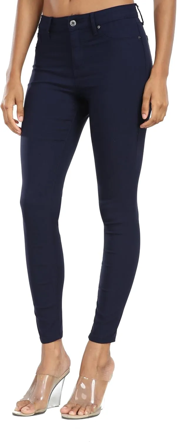 WAYRUNZ Womens Hyper Ultra Stretch Comfy Pants Colored Mid-Rise Skinny Jean Juniors Jegging