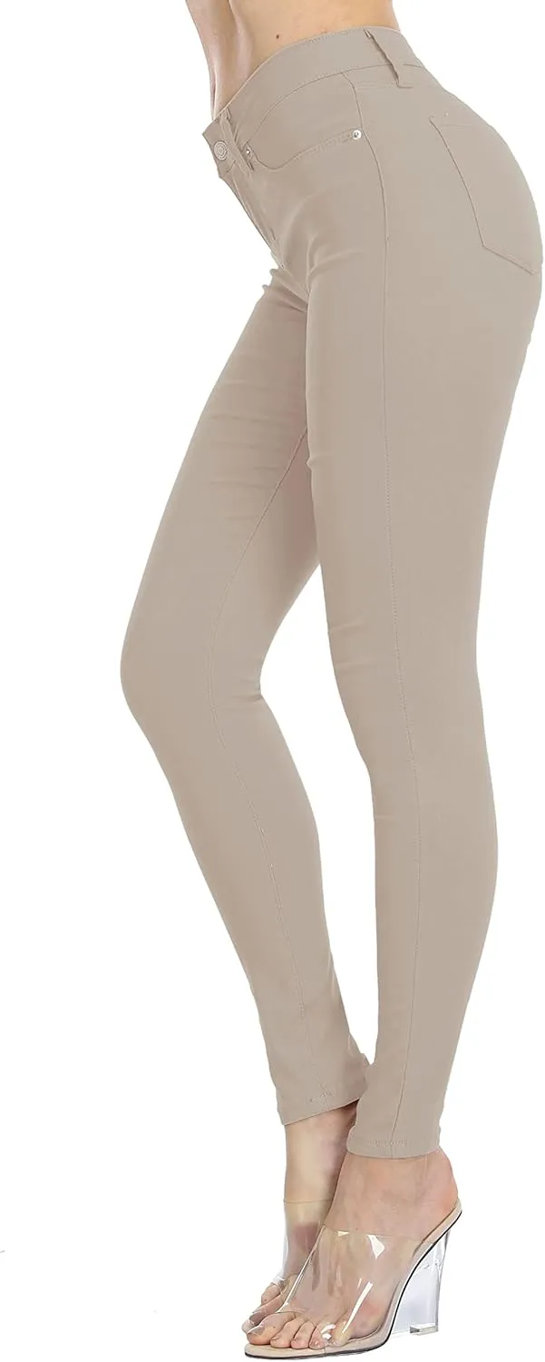 WAYRUNZ Womens Hyper Ultra Stretch Comfy Pants Colored Mid-Rise Skinny Jean Juniors Jegging
