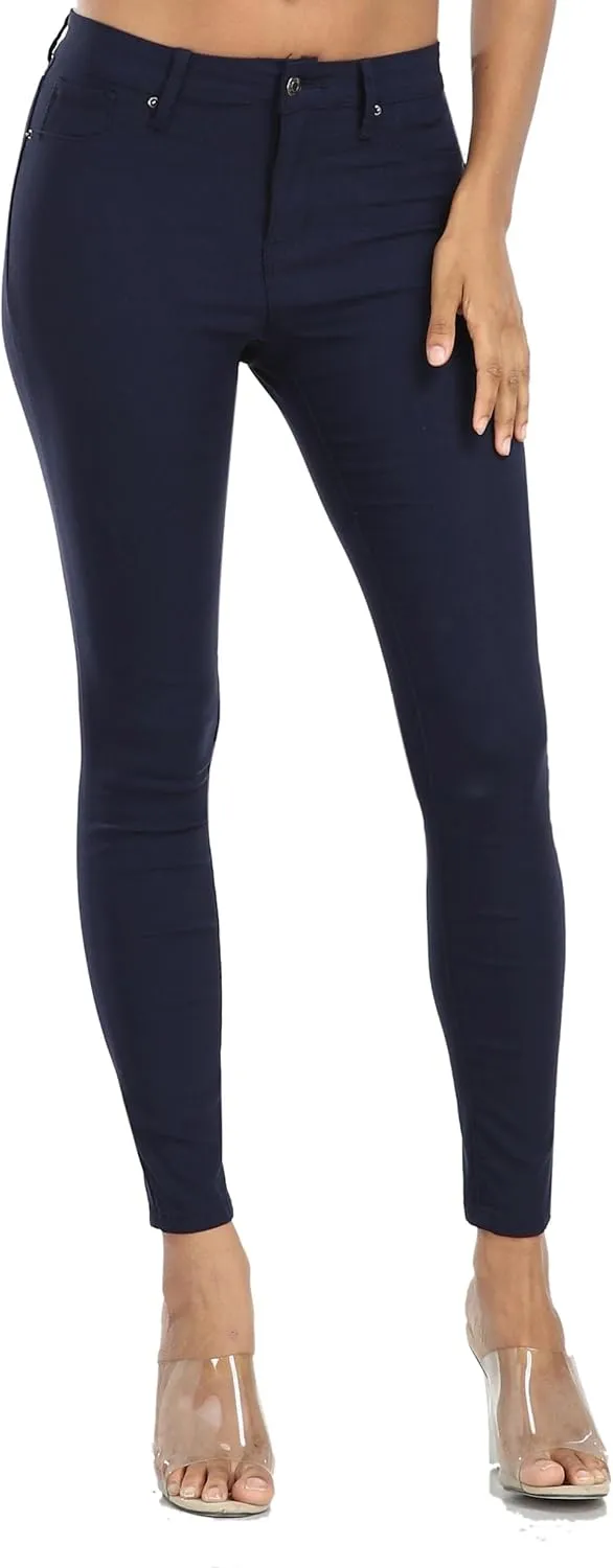 WAYRUNZ Womens Hyper Ultra Stretch Comfy Pants Colored Mid-Rise Skinny Jean Juniors Jegging