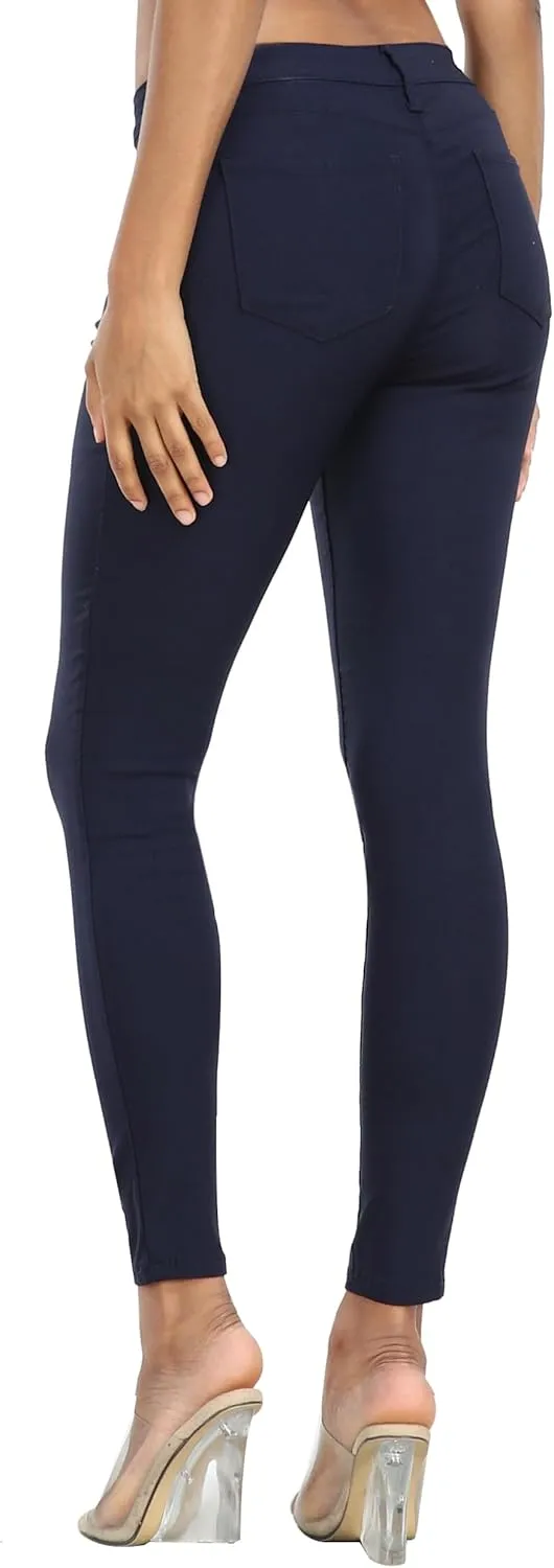 WAYRUNZ Womens Hyper Ultra Stretch Comfy Pants Colored Mid-Rise Skinny Jean Juniors Jegging