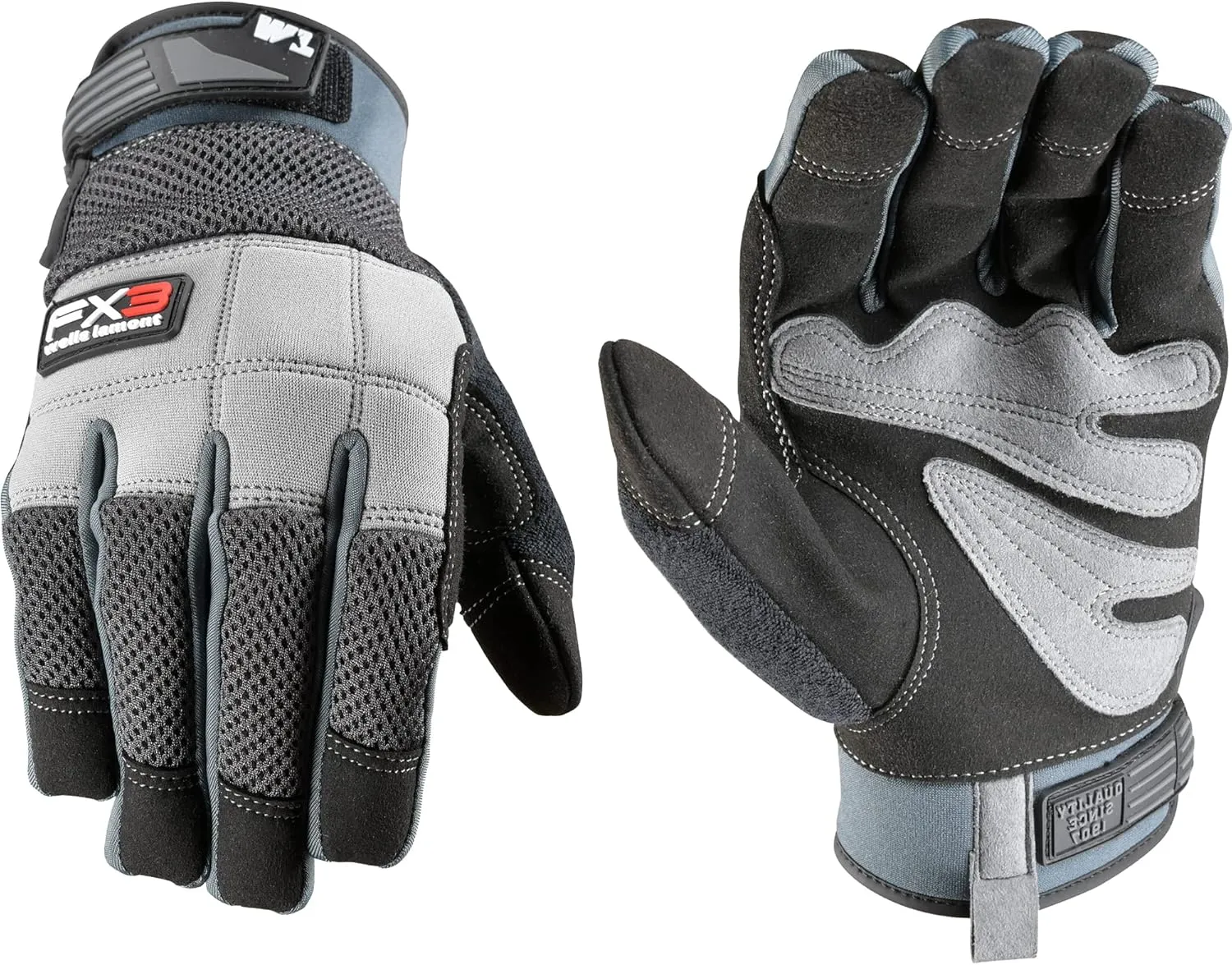 Wells Lamont Men's FX3 Breathable Mesh Work Gloves, Medium (7855M), Grey