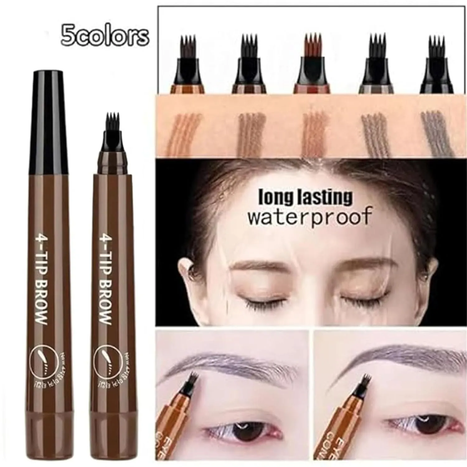 Whimsyard 3D Microblading Eyebrow Pen - Natural Brow Pencils, Light Brown