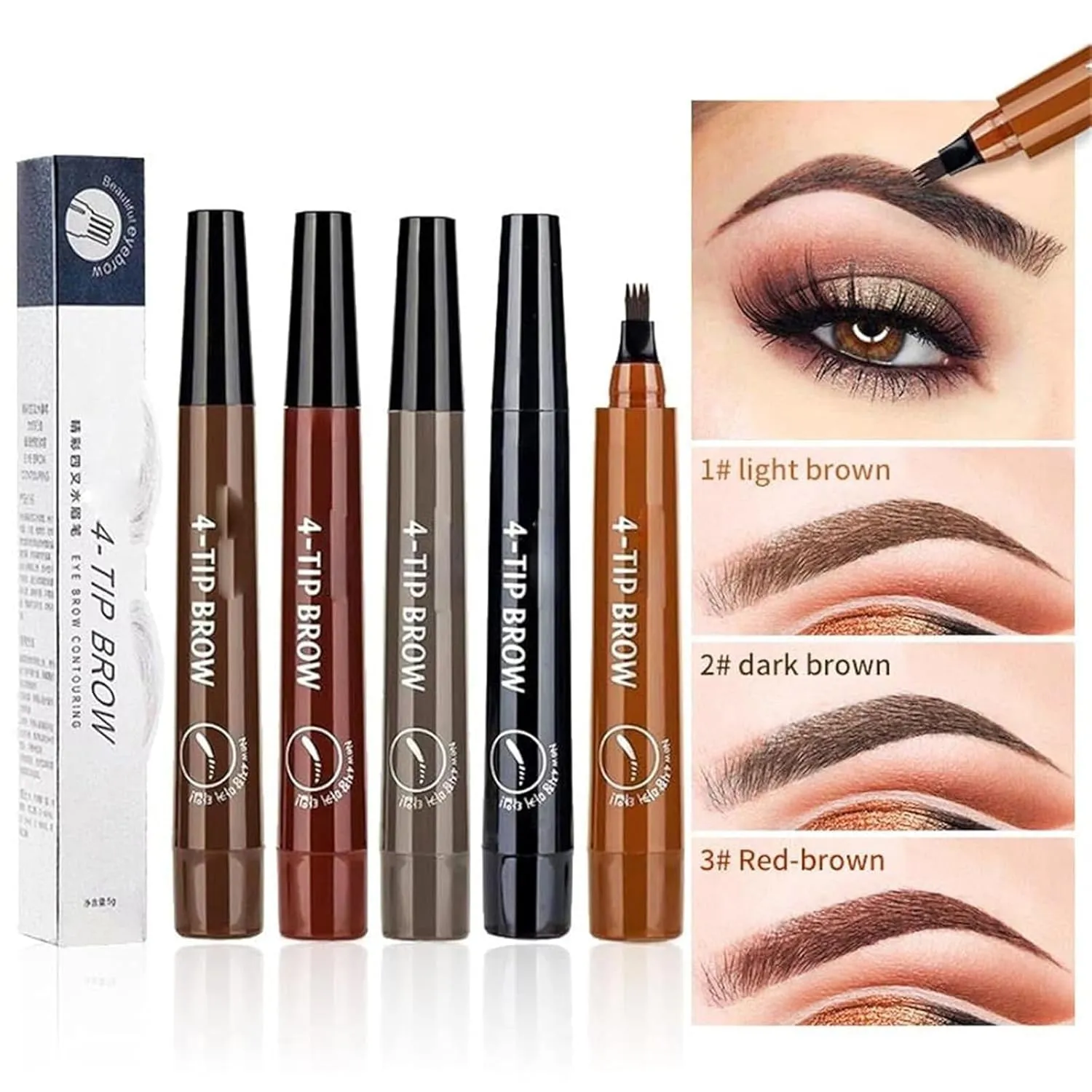 Whimsyard 3D Microblading Eyebrow Pen - Natural Brow Pencils, Light Brown