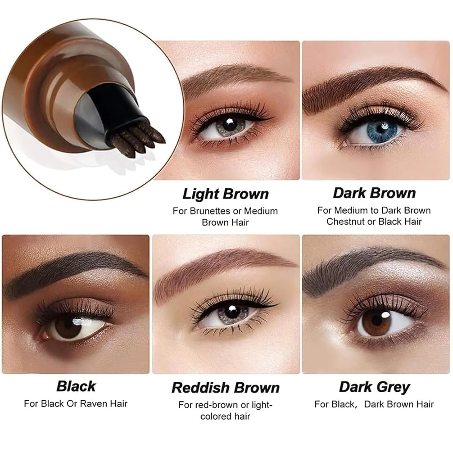 Whimsyard 3D Microblading Eyebrow Pen - Natural Brow Pencils, Light Brown
