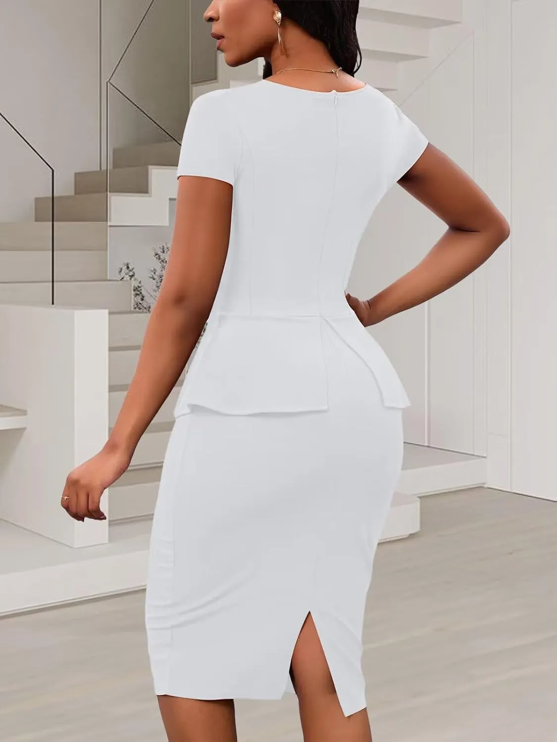 Women 2 Piece Skirt Set Short Sleeve Pencil Skirt Suits Business Church Suit Sexy Summer Birthday Outfits