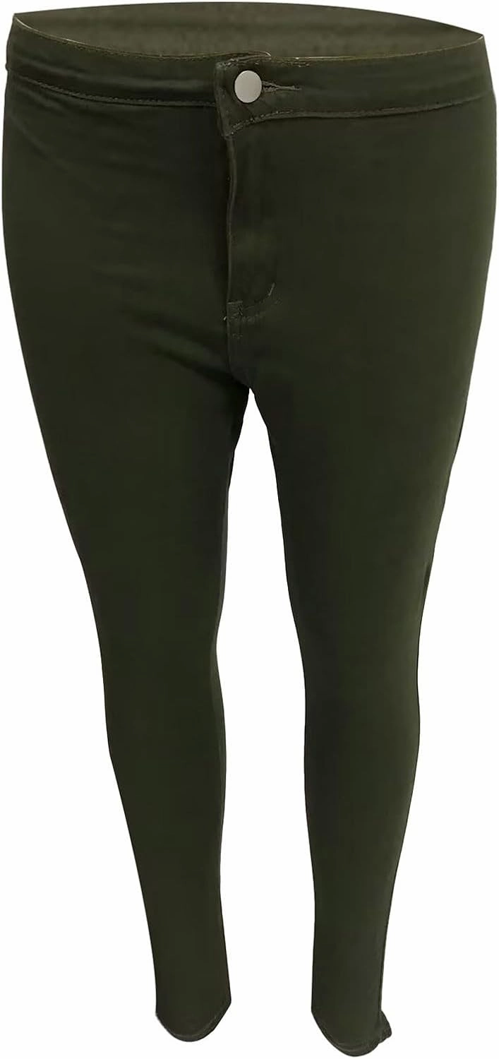 Women's Jeggings with Pockets, Skinny Fit Denim Look, High Waisted Stretchy Pull On Pants, Full-Length & Capri