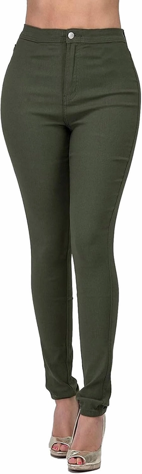 Women's Jeggings with Pockets, Skinny Fit Denim Look, High Waisted Stretchy Pull On Pants, Full-Length & Capri