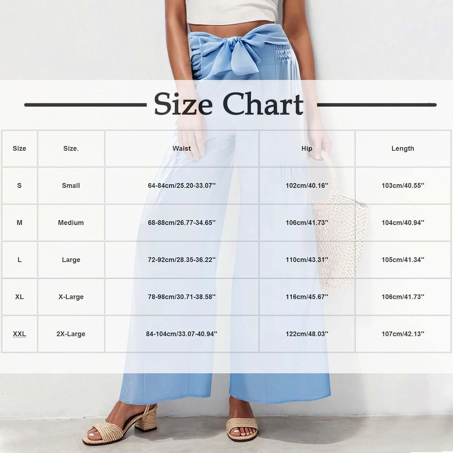 Women's Wide Leg Lounge Pants Business Casual High Waisted Flowy Palazzo Trouser Summer Trendy Bowknot Beach Pants