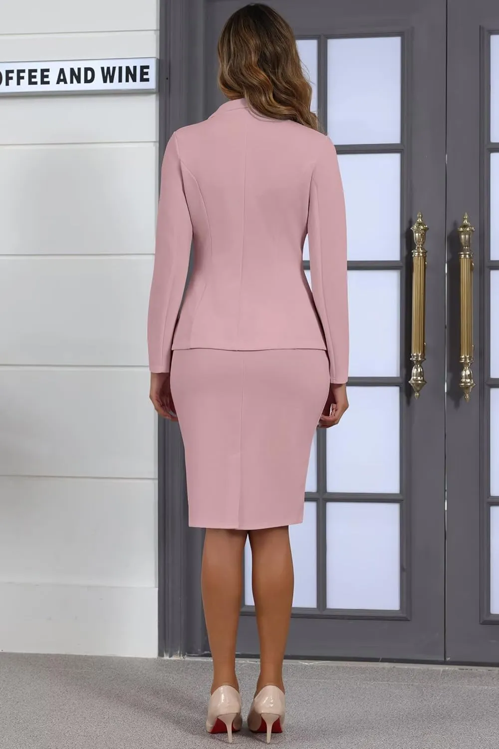 Women's 2 Piece Suit Skirt Set Business Office Formal Dress Suit Peplum Blazer Jacket Midi Pencil Skirt Suits