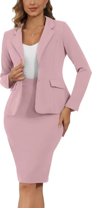 Women's 2 Piece Suit Skirt Set Business Office Formal Dress Suit Peplum Blazer Jacket Midi Pencil Skirt Suits