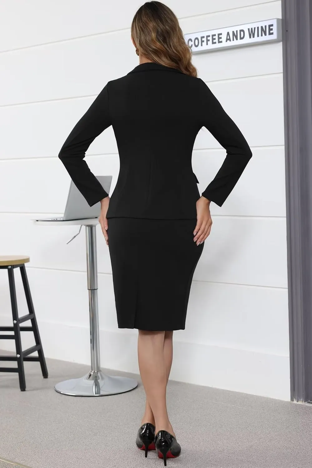 Women's 2 Piece Suit Skirt Set Business Office Formal Dress Suit Peplum Blazer Jacket Midi Pencil Skirt Suits