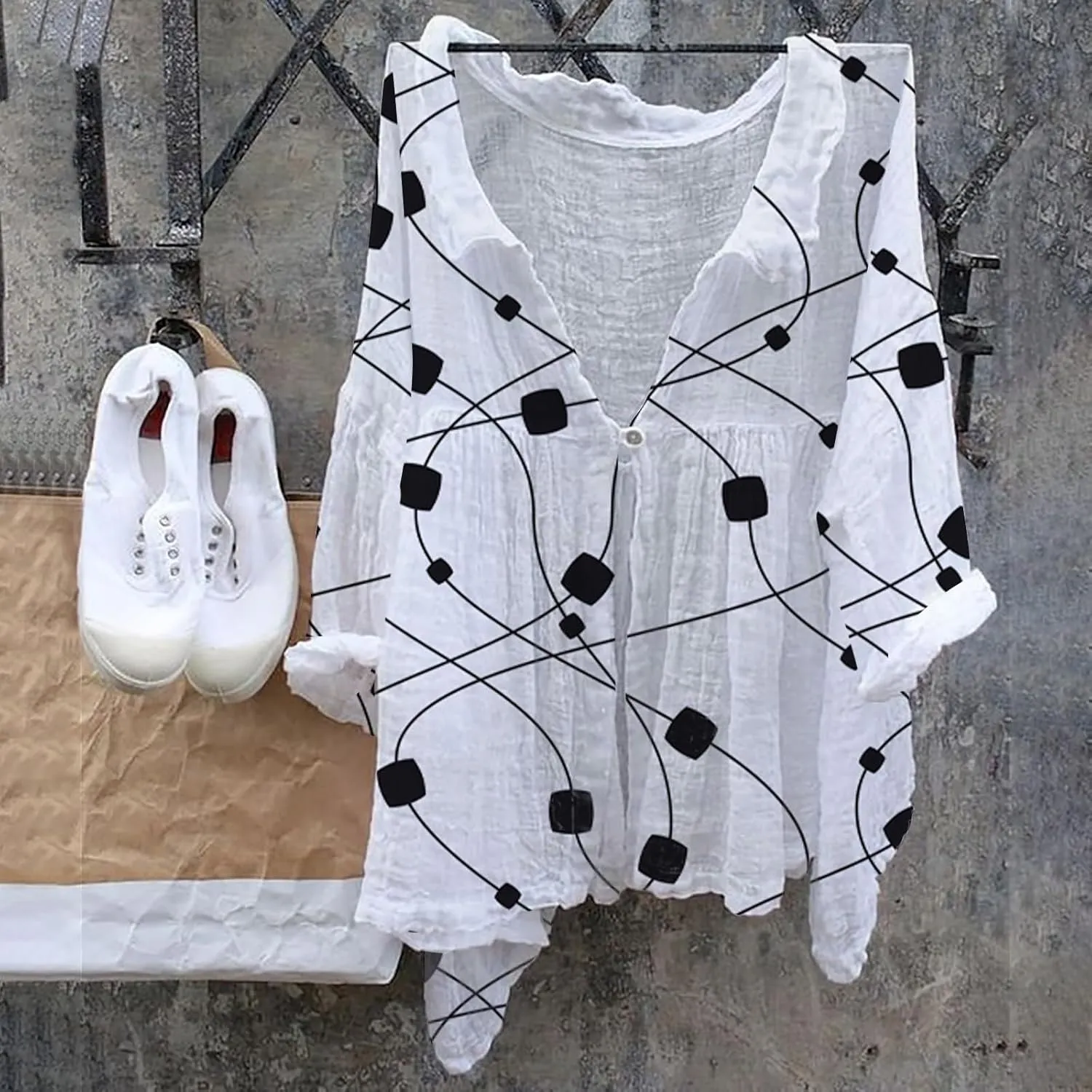 Womens Cotton Linen Button Down Shirt 2025 Women's Floral Butterfly Print Natural Autumn Fragrant Solid Blouses Tops