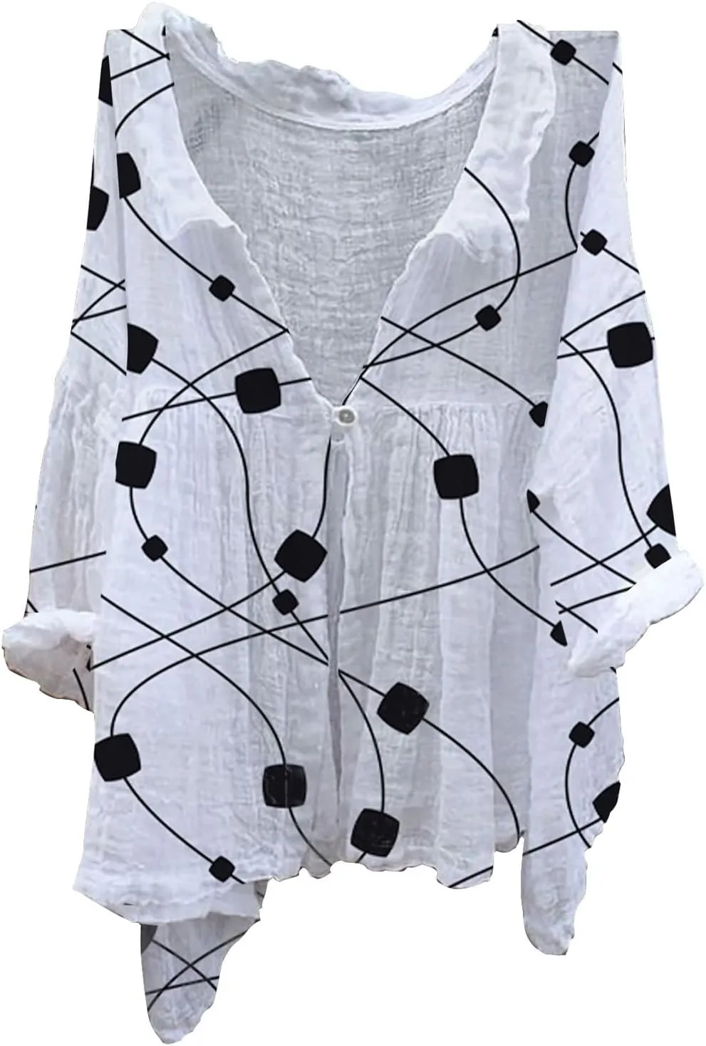 Womens Cotton Linen Button Down Shirt 2025 Women's Floral Butterfly Print Natural Autumn Fragrant Solid Blouses Tops