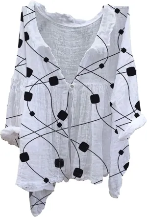 Womens Cotton Linen Button Down Shirt 2025 Women's Floral Butterfly Print Natural Autumn Fragrant Solid Blouses Tops