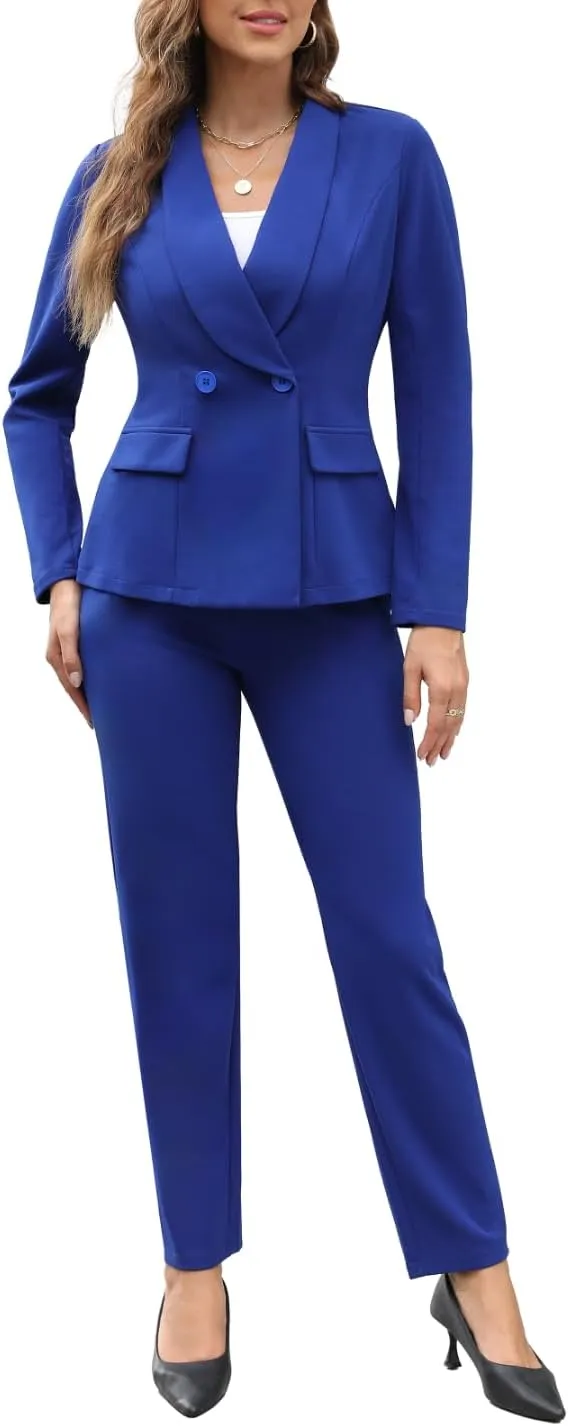 Women's Fall Business Pant Suit Long Sleeve Formal 2 Piece Blazer Set Casual Office Work Outfits 2024