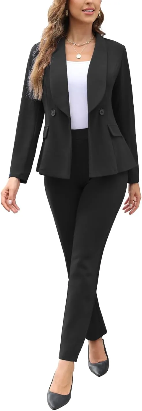 Women's Fall Business Pant Suit Long Sleeve Formal 2 Piece Blazer Set Casual Office Work Outfits 2024