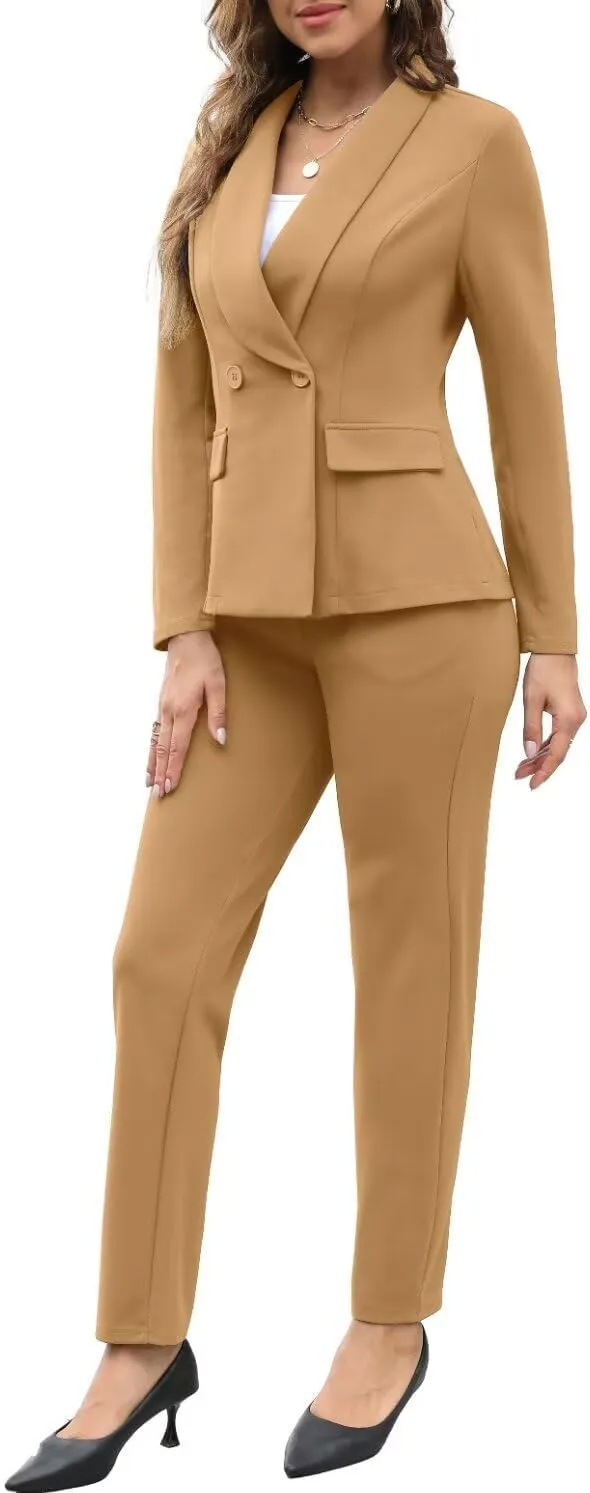 Women's Fall Business Pant Suit Long Sleeve Formal 2 Piece Blazer Set Casual Office Work Outfits 2024