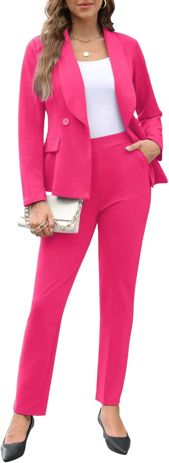Women's Fall Business Pant Suit Long Sleeve Formal 2 Piece Blazer Set Casual Office Work Outfits 2024