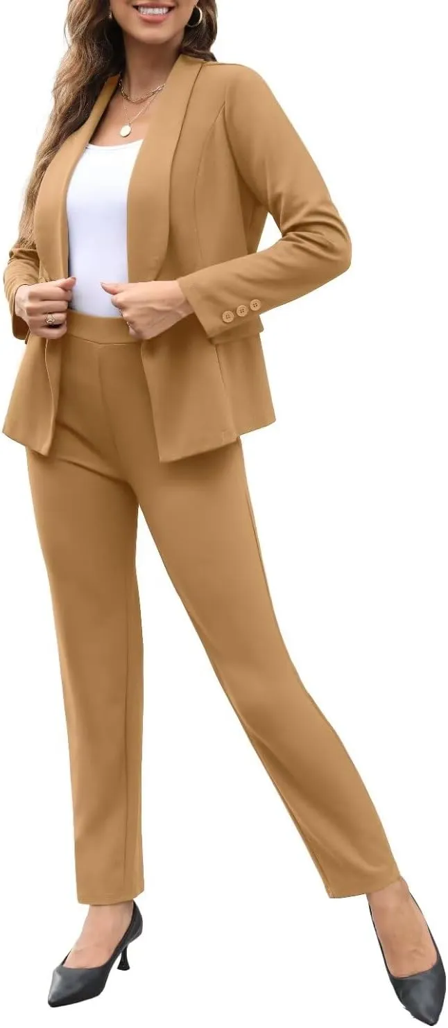 Women's Fall Business Pant Suit Long Sleeve Formal 2 Piece Blazer Set Casual Office Work Outfits 2024