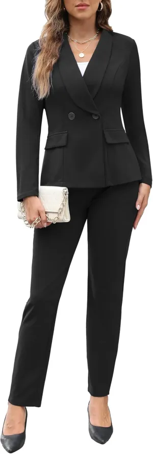 Women's Fall Business Pant Suit Long Sleeve Formal 2 Piece Blazer Set Casual Office Work Outfits 2024