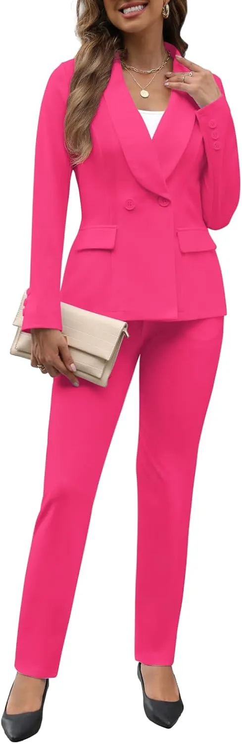 Women's Fall Business Pant Suit Long Sleeve Formal 2 Piece Blazer Set Casual Office Work Outfits 2024