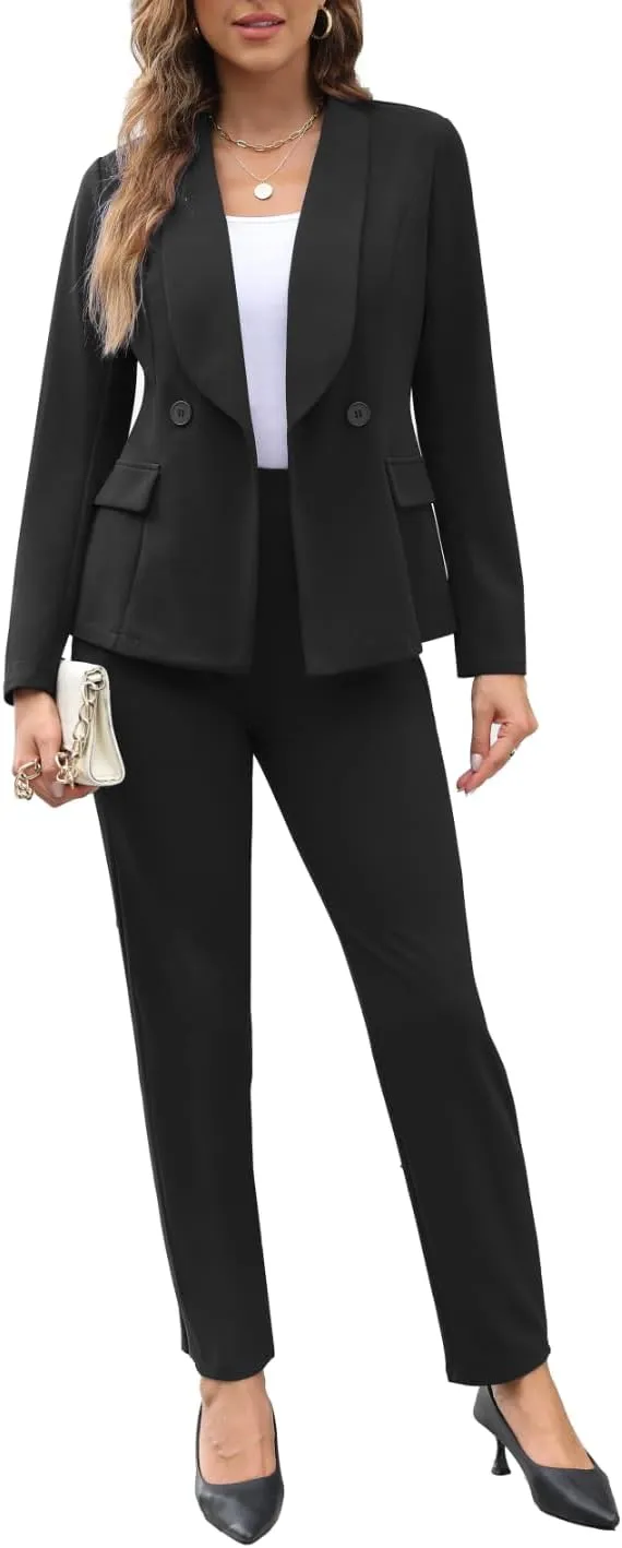 Women's Fall Business Pant Suit Long Sleeve Formal 2 Piece Blazer Set Casual Office Work Outfits 2024