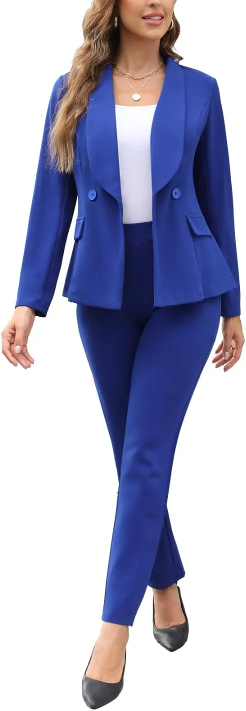 Women's Fall Business Pant Suit Long Sleeve Formal 2 Piece Blazer Set Casual Office Work Outfits 2024