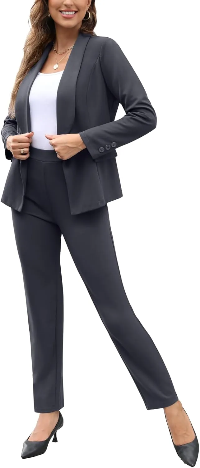 Women's Fall Business Pant Suit Long Sleeve Formal 2 Piece Blazer Set Casual Office Work Outfits 2024