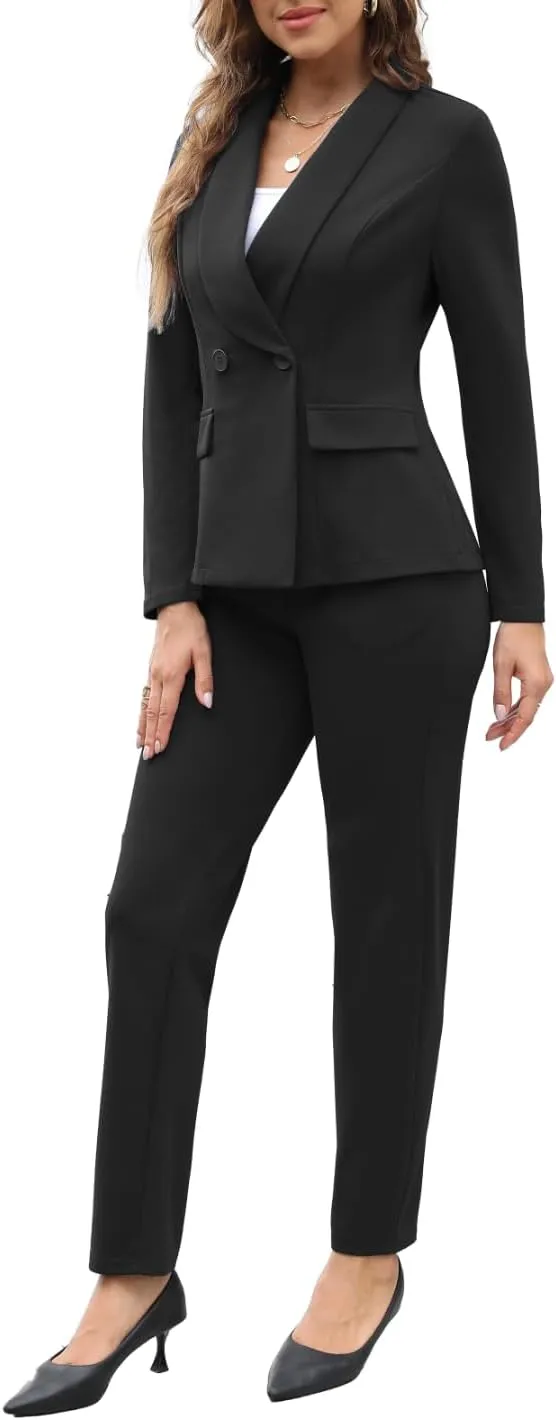 Women's Fall Business Pant Suit Long Sleeve Formal 2 Piece Blazer Set Casual Office Work Outfits 2024