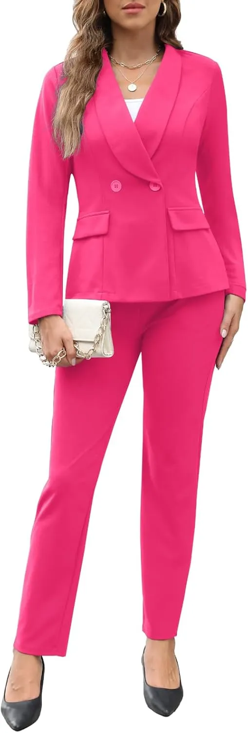 Women's Fall Business Pant Suit Long Sleeve Formal 2 Piece Blazer Set Casual Office Work Outfits 2024