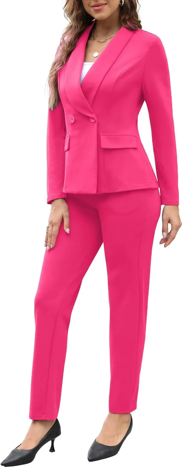 Women's Fall Business Pant Suit Long Sleeve Formal 2 Piece Blazer Set Casual Office Work Outfits 2024