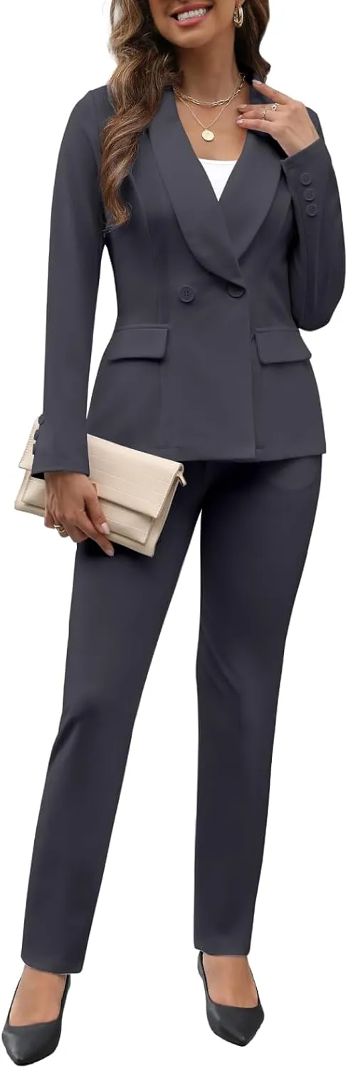 Women's Fall Business Pant Suit Long Sleeve Formal 2 Piece Blazer Set Casual Office Work Outfits 2024