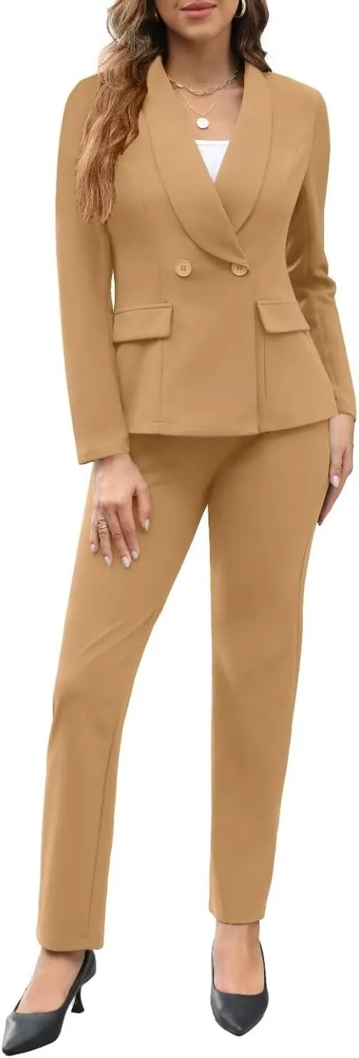 Women's Fall Business Pant Suit Long Sleeve Formal 2 Piece Blazer Set Casual Office Work Outfits 2024