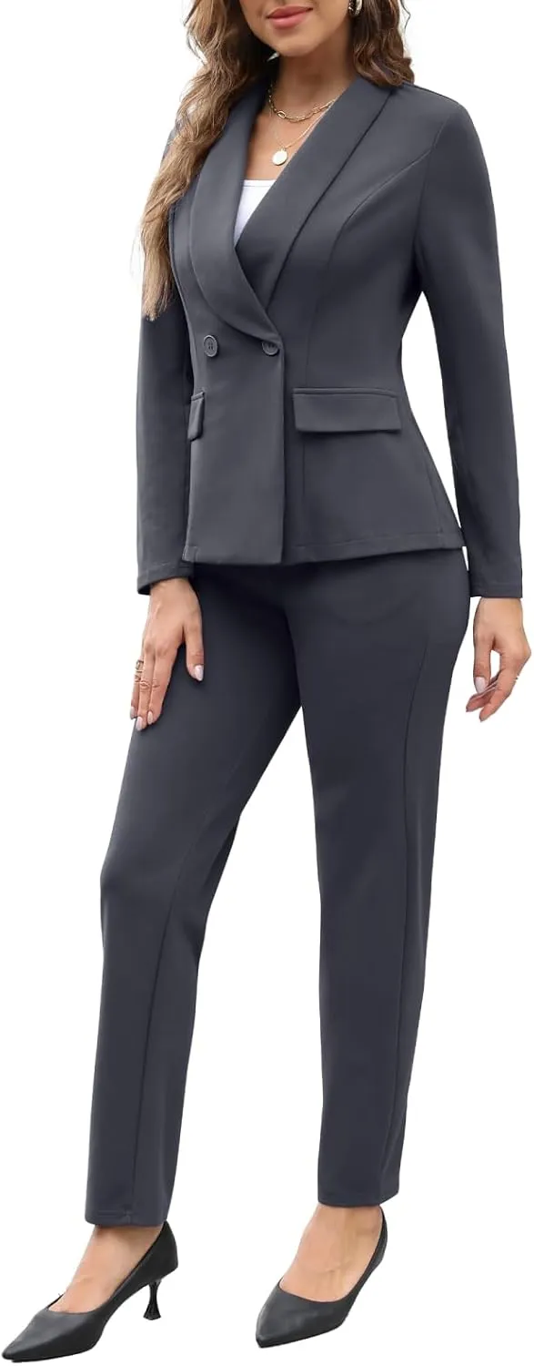 Women's Fall Business Pant Suit Long Sleeve Formal 2 Piece Blazer Set Casual Office Work Outfits 2024