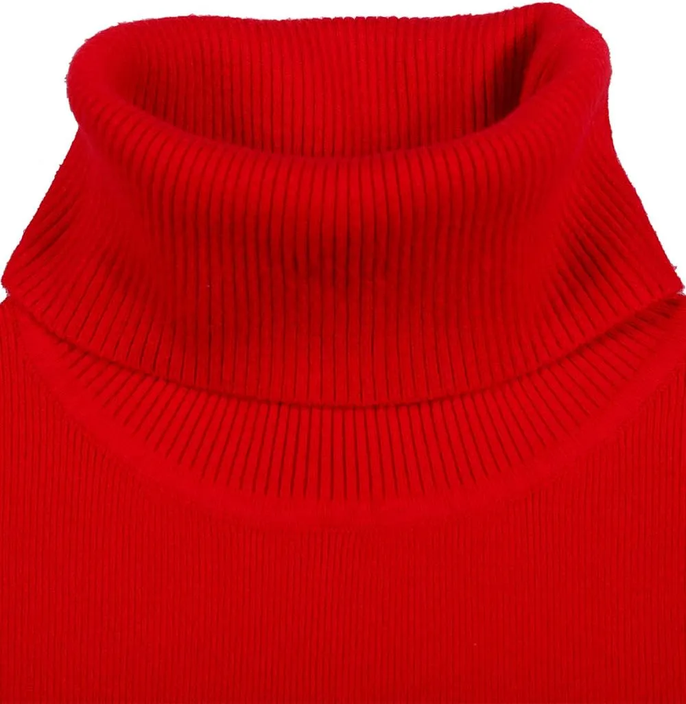 Womens Knee Length Knitted Ribbed Winter Turtleneck Bodycon Sweater Dresses 7628